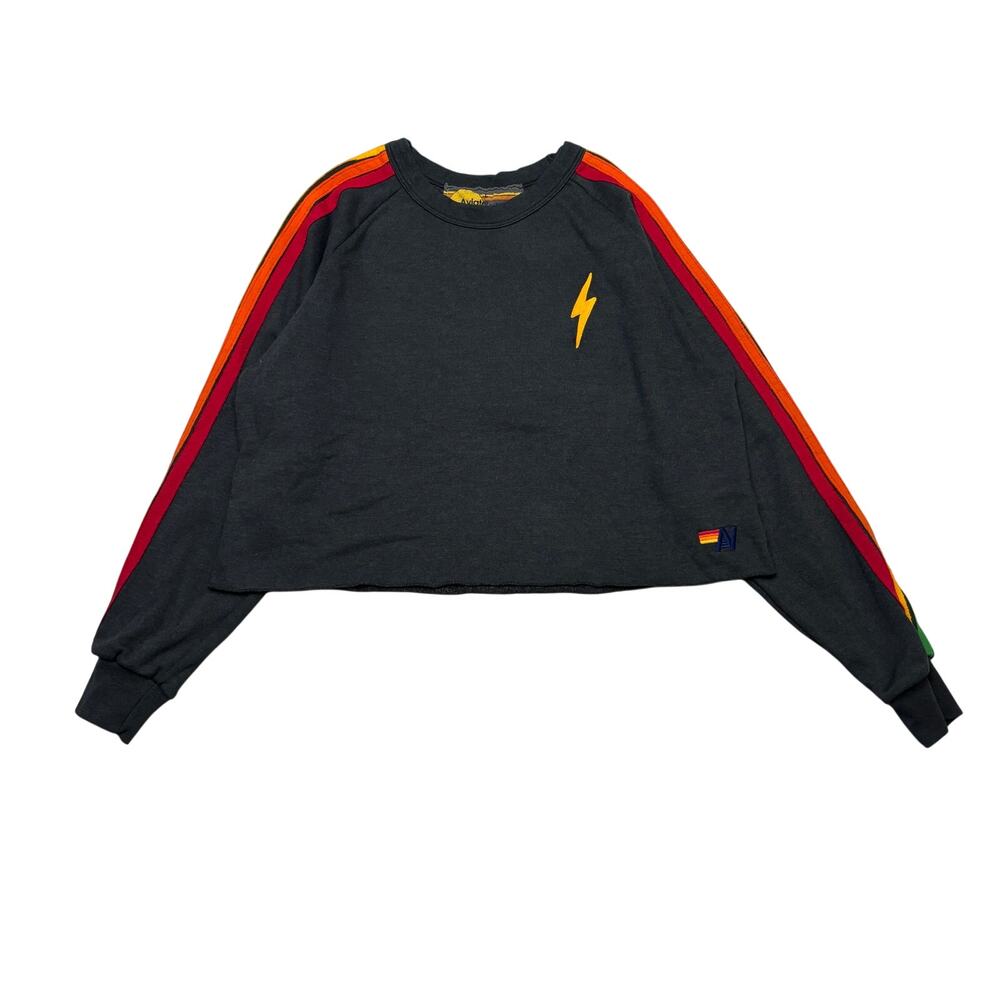 Aviator Nation Bolt Cropped Classic Crewneck Women's Large Retro